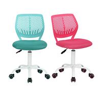 HOMYLIN Vd Clavel Aqua Juego de 2 Escritorio, Oficina, Altura Ajustable, Asiento de Tela giratoria, Silla de Trabajo ergonómica con Respaldo, Rosa y Turquesa, 44×40×86cm