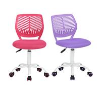 HOMYLIN Vd Clavel Juego de 2 Escritorio, Oficina, Altura Ajustable, Asiento de Tela giratoria, Silla de Trabajo ergonómica con Respaldo, Rosa y Morado, 44×40×86cm