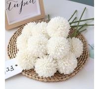 Homyu HoYuanFlo Ramo de Flores Artificiales de crisantemo, 10 Unidades, Regalo para Personas Importantes, Moral Gloriosa para el hogar, Oficina, cafetería, Fiestas y Bodas (Blanco Leche)