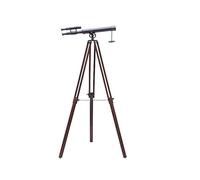 HOMYZ Telescopio de doble barril con soporte de madera, estilo vintage, náutico, antiguo