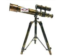 HOMYZ Telescopio náutico antiguo de doble barril con trípode antiguo, telescopio vintage de latón para decoración del hogar y la oficina
