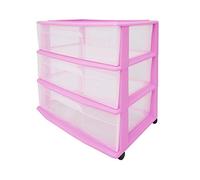 Homz Carrito de almacenamiento de plástico con 3 cajones, color morado