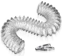 Hon&Guan Ø100mm Manguera Flexible de Ventilación de Aluminio Tubo Salida Aire, Tubo Flexible de Aluminio Longitud 2m para Campana, Baño, Ventilador de Extracción, Cocina, Desván, Secadora, Plata