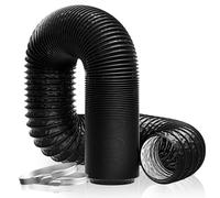 Hon&Guan ø150mm Manguera de Aire PVC, 5m Tubo de Aluminio para Secadora, Aire Acondicionado Móvi, Extractor, Campanas de humos sistema de ventilación, con 2 Abrazaderas de Acero Inoxidable, Negro