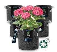 Hon&Guan Bolsas para Plantas 5X 20L con Asas y Ojales Metálicos, Macetas de Tela No Tejida Reutilizables para Entrenamiento de Bajo Estrés - Cultivo de Verduras en Tiendas de Crecimiento