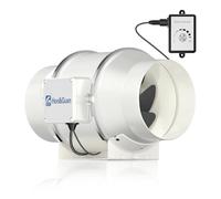 Hon&Guan Extractor de Aire Silencioso 150mm con Controlador de Velocidad Variable - Motor EC 110V-240V Ventilador de Conducto de Ventilación en Línea para Baño, Hidropónicos (ø150mm)