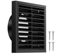 Hon&Guan Rejilla de ventilación rectangular de 100 mm con protección contra insectos integrada, rejilla de ventilación ABS, para baño, garaje, cocina, extractor exterior, secadora, ático, color negro
