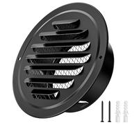 Hon&Guan Rejilla Ventilación 100mm Redonda Rejilla de Ventilación de Acero Inoxidable con Mosquitera, Protector Anti-Intemperie para Pared Exterior Extracción, Campanas Extractora, Chimenea, Negro