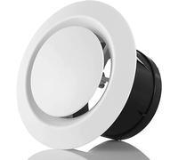 Hon&Guan Rejilla Ventilacion Regulable Blanca de 125 mm, ABS Ajustable Válvula de Disco, Difusor de Aire de Techo Redondo para Ventilador de Tubo, Cocina, Aire Acondicionado, Baño, Chimenea, Techo