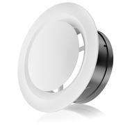 Hon&Guan Rejilla Ventilacion Regulable Blanca de 150 mm, ABS Ajustable Válvula de Disco, Difusor de Aire de Techo Redondo para Extractor, Ventilador de Tubo, Cocina, Dormitorio, Baño, Oficina, Garaje