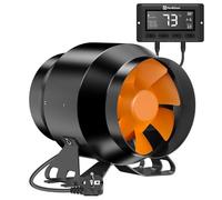 Hon&Guan Ventilador de tubo EC de 100 mm con regulador de temperatura, regulador de humedad, ventilador de tubo de 360 m³/h con controlador inteligente, enchufe UE para tienda de cultivo, invernadero,