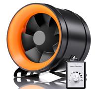 Hon&Guan Ventilador de tubo EC de 200 mm con regulador de velocidad, 1411 m³/h, ventilador de tubo con regulador, enchufe europeo para tienda de cultivo, invernadero, filtro de carbón activo HVAC