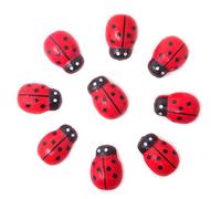 Honbay 100 piezas 10 x 13 mm parte trasera plana autoadhesivo pequeño mariquita adornos de madera para micro paisaje, bricolaje manualidades y más