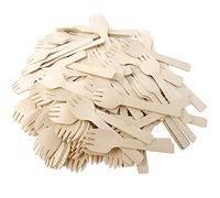 Honbay 100pcs 10.5cm/4.13inch mini madera spork prueba tenedor cuchara muestreo cuchara postre cuchara helado, cuchara aperitivo, desechable y degradable