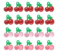 HONBAY 40 dijes de resina de cereza dulce con forma de frutas, pequeños colgantes de cereza 3D, dijes de cuentas para llaveros, aretes, pulseras, collares, fabricación de joyas y manualidades, Resina,
