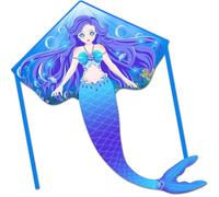 HONBO Cometa de sirena grande para niños y adultos, cometa Delta fácil de volar, cometa principiante para niñas y niños, cometa principiante para niños de 4 a 8 años (azul)