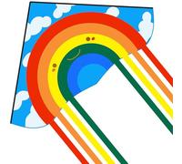 HONBO Cometas Rainbow Delta para adultos, cometa principiante para niños, fácil de volar, kit de línea y giro incluidos, bueno para juegos al aire libre y juguetes de playa de verano para niños