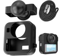 Honbobo Cámara Silicona Funda Protectora Cubierta Tapas de Lentes Batería Tapas de Lente de Repuesto Puerta de Repuesto Cordón para GoPro MAX 2 (3in1(Camera Cover+Lens Caps+Lanyard))