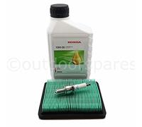 Honda IZY - Kit de servicio para cortacésped, aceite genuino 10W30, bujía NGK y filtro de aire de calidad