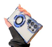 Hondeka Funda anticaídas con soporte de anillo invisible para Samsung S25, S24, S23, S22, S21Fe Plus Ultra, fundas magnéticas galvanizadas para teléfonos móviles (azul, para S23ultra)
