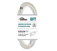 HONDERSON 8FT Outdoor Extension Cord-16/3 SJTW Durable White Extension Cable with 3 Prong Grounded Plug for Safety,Great for Outdoor Christmas Decorations