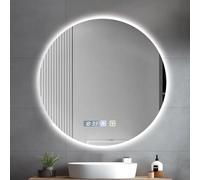 Hondony Espejo Baño con Luz LED Regulable - Espejo Redondo 60 cm con Antivaho e Interruptor Táctil - Espejos de Baño con Brillo 3000K/4500K/6500K, Retroiluminado (60 x 60 CM)
