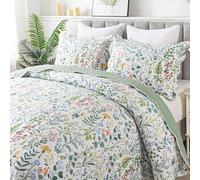 HoneiLife Edredón Floral tamaño King - Juego de edredón de Microfibra de 3 Piezas, colchas Ligeras, cubrecamas de Flores Silvestres, Funda de Cama Retro, Juego de Ropa de Cama King para Todas Las