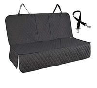 Honest Dog - Fundas de Asiento de Coche con Ventana de Malla para Perros con Solapa Lateral para Coche, camión y SUV, Impermeables y Antideslizantes para Asiento Trasero (Negro, 144 cm de Ancho x 129