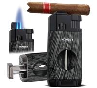 HONEST Encendedor de cigarros con llama de chorro resistente al viento, cortador de puros en V integrado, regalo para Navidad, encendedores de antorcha de butano recargables, encendedores frescos todo