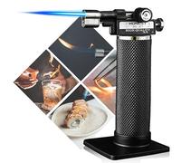 HONEST Mechero de butano con modo de llama dual, antorchas de cocina, soplete de soplete, encendedor de butano, recargable, micro antorcha termorretráctil, tubo de soldadura sin gas (tanque de gas ABS