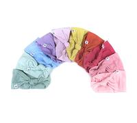HonestBaby Diademas anudadas de algodón orgánico para niñas, paquete múltiple, paquete de 10 unidades, gemas arcoíris rosas, talla S