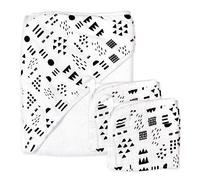 HonestBaby Juego de 3 toallas y paños unisex de algodón orgánico con capucha para bebé, diseño de juego, talla única de EE. UU