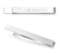 HONEY BEAR 1.57“/1.97"/2.12"/2.36" Clip Pasador de corbata -Talla normal Para Hombre Necktie Boda Negocio Regalo,4/5/5.4/6cm (5.4cm Plata cepillada)