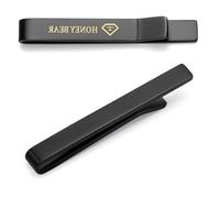 HONEY BEAR 1.57“/1.97"/2.12"/2.36" Clip Pasador de corbata -Talla normal Para Hombre Necktie Boda Negocio Regalo,4/5/5.4/6cm (5cm Negro mate)