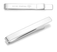 HONEY BEAR 1.57“/1.97"/2.12"/2.36" Clip Pasador de corbata -Talla normal Para Hombre Necktie Boda Negocio Regalo,4/5/5.4/6cm (5cm Plata brillante)