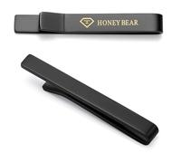 HONEY BEAR 1.57“/1.97"/2.12"/2.36" Clip Pasador de corbata -Talla normal Para Hombre Necktie Boda Negocio Regalo,4/5/5.4/6cm (5.4cm Negro mate)
