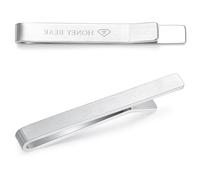 HONEY BEAR 1.57“/1.97"/2.12"/2.36" Clip Pasador de corbata -Talla normal Para Hombre Necktie Boda Negocio Regalo,4/5/5.4/6cm (5cm Plata cepillada)