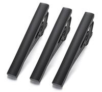 HONEY BEAR 1.97inch Set de 3 Clip Pasador de corbata Pisacorbatas, para Hombre Corbata de Tamaño Normal, 5cm (Negro mate 5cm con caja)