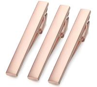 HONEY BEAR 2.12inch Set de 3 Clip Pasador de corbata Pisacorbatas, para Hombre Corbata de Tamaño Normal, 5.4cm (Oro rosa cepillado horizontal Con caja)
