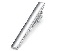 HONEY BEAR 2.36" Clip Pasador de Corbata -Talla Normal para Hombre Necktie, Boda Negocio Regalo,6cm (Plata brillante 6cm)