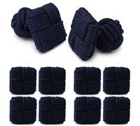 HONEY BEAR 5 pares Cuadrado gemelos nudo de seda tela camisa hombre/mujer, para Regalos de bodas de Negocios (Azul marino Con caja)