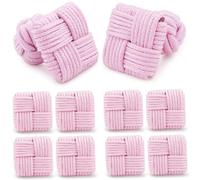 HONEY BEAR 5 pares Cuadrado gemelos nudo de seda tela camisa hombre/mujer, para Regalos de bodas de Negocios (Rosa claro Con caja)