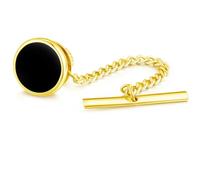 HONEY BEAR Alfiler de corbata con cadena,Chincheta para corbata accesorio de regalo de boda (Negro con Oro)