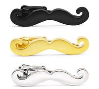 HONEY BEAR Barba Bigote Clip Pasador de Corbata Set -Talla Normal/Skinny para Hombre Necktie, Acero Inoxidable,Boda Negocio Regalo (3.8cm Sin caja)