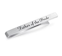 HONEY BEAR Boda Clip Pasador de Corbata -Normal para Hombre Necktie Boda Empresas Regalo,5.4cm,Plata Cepillada (Father of the Bride Espesor)