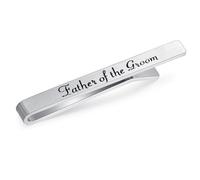 HONEY BEAR Boda Clip Pasador de Corbata -Normal para Hombre Necktie Boda Empresas Regalo,5.4cm,Plata Cepillada (Father of the Groom Espesor)