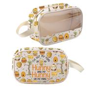 Honey Bear - Bolsa de maquillaje con texto en inglés "I've Got My Mind On My Hunny and My Hunny On My Mind Hunny On My Mind Hunny Gifts Cartoon Bear Travel Bag