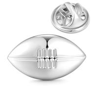 HONEY BEAR Broche de cuello deportivo de pelota de rugby con diseño de pelota de fútbol, para sombrero, insignia para traje de hombre/camisa de mujer para regalo de boda de negocios, color plateado