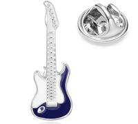 HONEY BEAR Broches Pin Guitarra Eléctrica Musicales para Trajes de Hombre/Mujer, Regalo de Negocios,Azul Blanco Plata