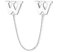 HONEY BEAR Cadena Broches Cartas Pin para Trajes de Hombre/Mujer, Alfiler de etiqueta de cuello con borla,Regalo de Negocios,A to Z Plata (W)
